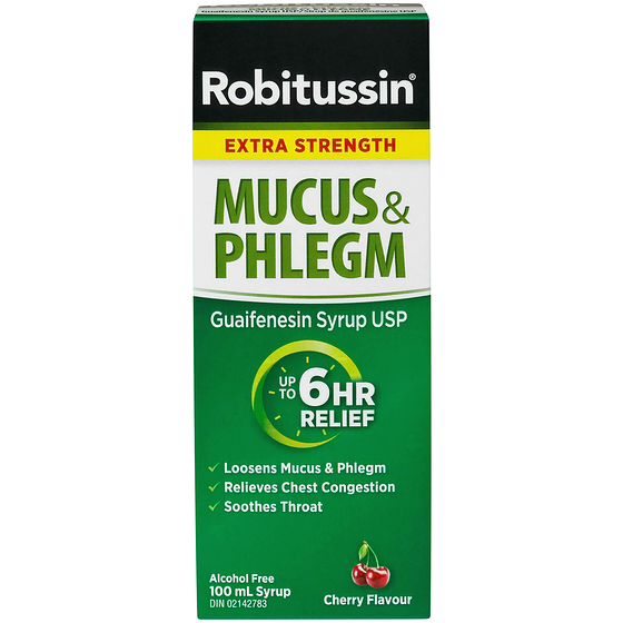 Robitussin Extra Strength Mucus & Phlegm Syrup, Alcohol Free, Cherry Flavour 100 ml, $10.34/100ml