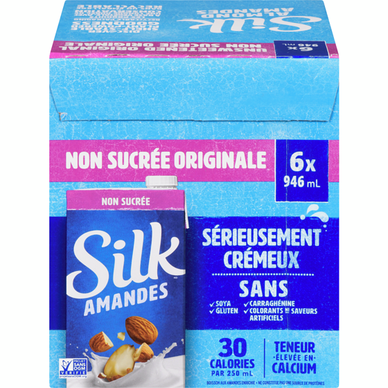 Silk Boisson aux amandes SILK, non sucrée, sans produits laitiers 6x946.0 ml, 0,23 $/100g