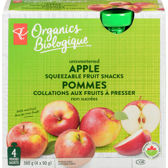 PC Organics Organic Unsweetened Apple Treat  90 g, $0.37/100g