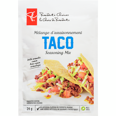 le Choix du Président Mélange d’assaisonnement taco 24 g, 5,37 $/100g