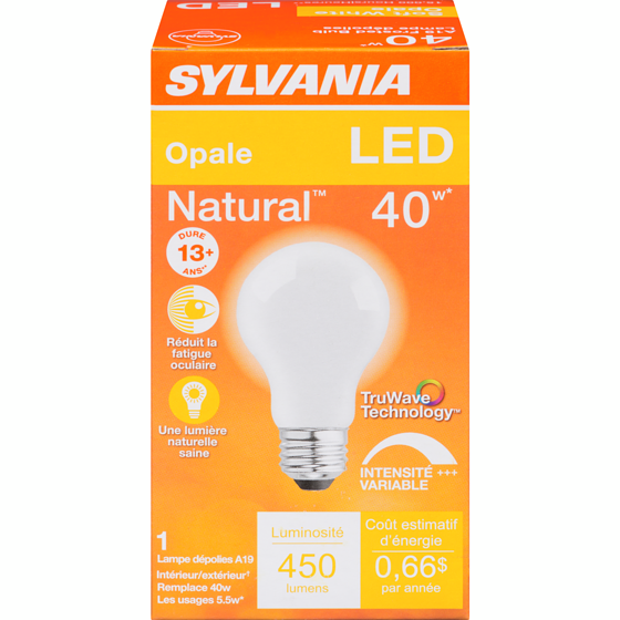 Sylvania Sylv Del 5,5W A19 Blanc Doux 1 ea, 6,00 $/1ch