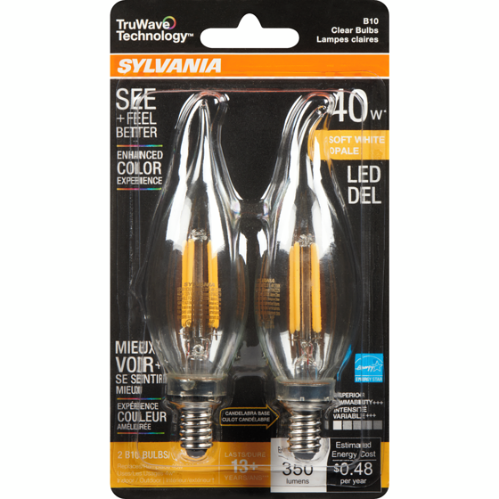 Sylvania Opale Led 40 W B10 Lampes Claires 2 ea, 6,25 $/1ch