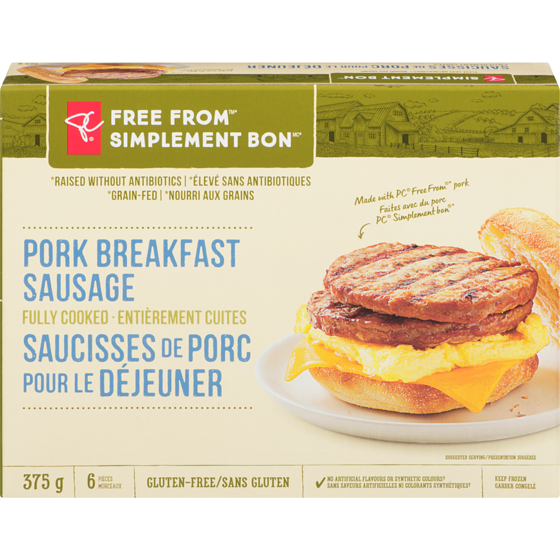 President's Choice Free From Pork Breakfast Sausage 375 g, $3.20/100g