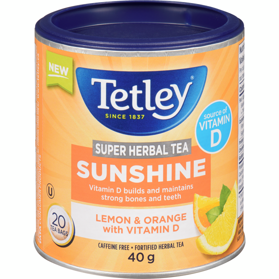 Tetley Super Herbal Tea Sunshine Lemon & Orange With Vitamin D 20 ea, $0.22/1ea