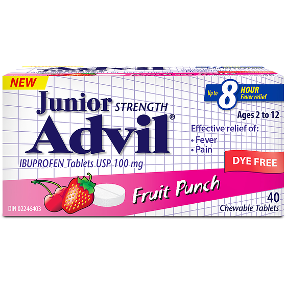 Advil Junior Strength Ibuprofen Dyefree Chewable Tablets, 40 Count 40 ea, $0.47/1ea