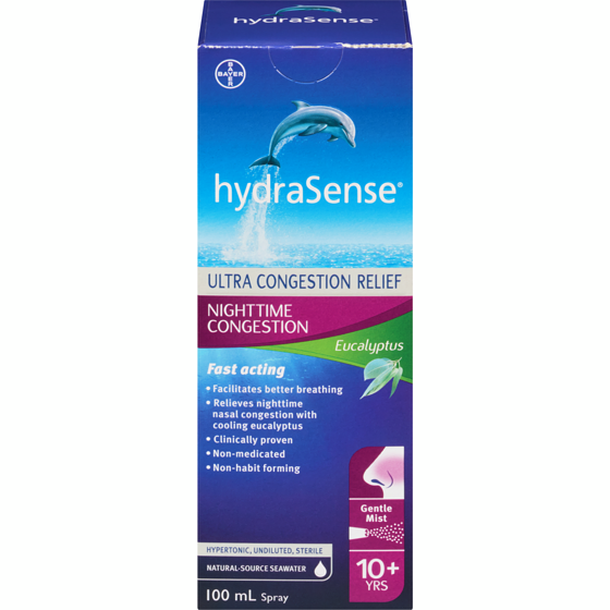 Hydrasense Nighttime Congestion Nasal Spray - with Cooling Eucalyptus 100 ml, $14.99/100ml