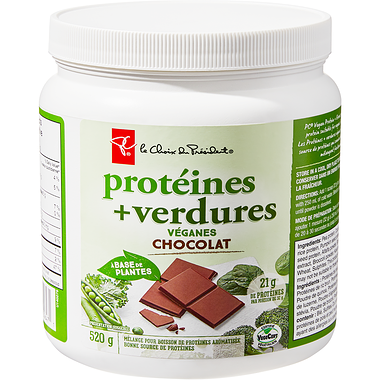Protéines + verdures veganes, chocolat à base de plantes PC