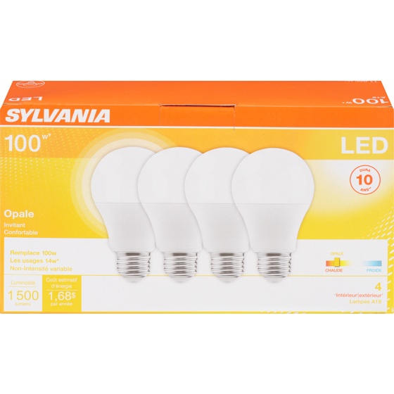Sylvania SYL DEL A19 EMB 4 4 ea, 6,25 $/1ch