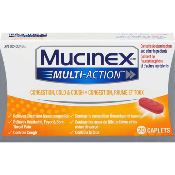 Mucinex Multi-Action Cold, Flu & Sore Throat Caplets 20 ea, $0.87/1ea