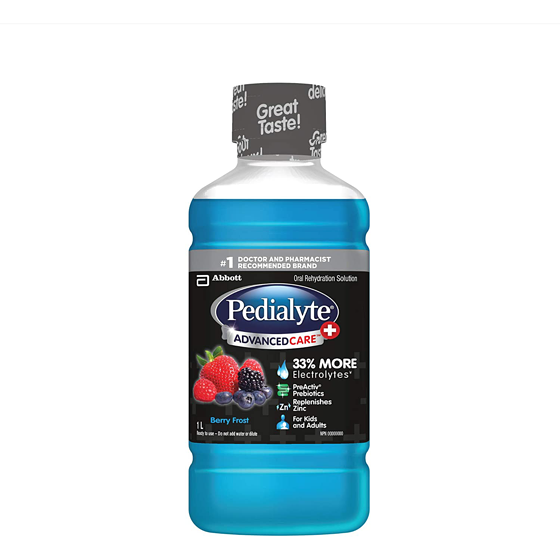 Pedialyte AdvancedCare® Plus, solution de réhydratation orale à base d’électrolytes, baies givrées 1000 ml, 1,10 $/100ml