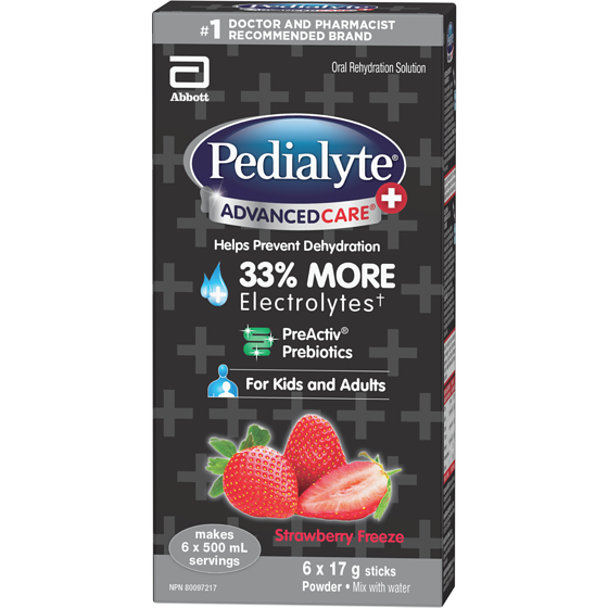 Pedialyte AdvancedCare Plus Electrolyte Powder Sticks, Strawberry Freeze 102 g, $13.72/100g