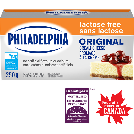 Philadelphia Fromage à la crème original, sans lactose 250 g, 2,80 $/100g