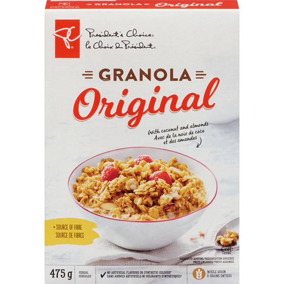President's Choice Original Granola Cereal 475 g, $1.05/100g
