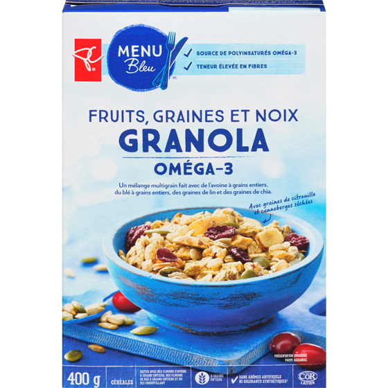 PC Menu Bleu Menu Bleu Granola Omega 3 400 g, 1,13 $/100g