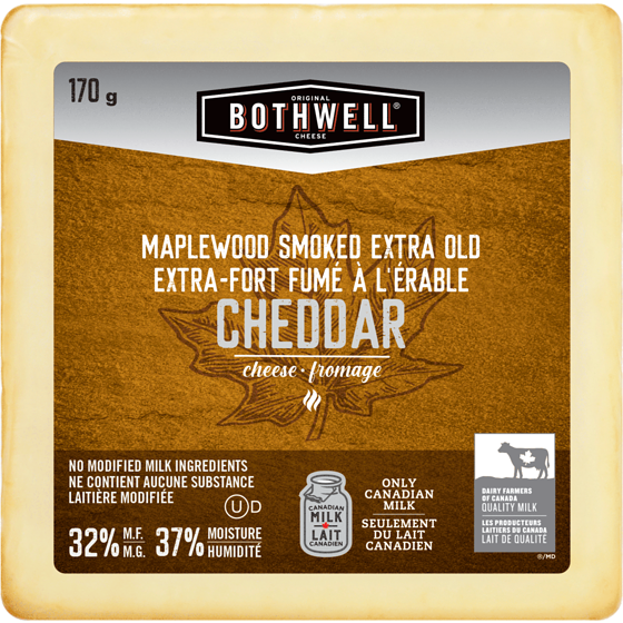Bothwell Cheddar Cheese Maplewood Smoked Extra Old 32% MF 170 g, $5.46/100g