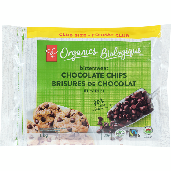 PC Organics Organic Chocolat Chips Bittersweet 1 kg, $4.80/100g