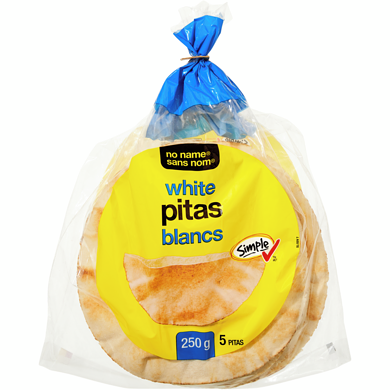 No Name White Pitas 250 g, $0.80/100g