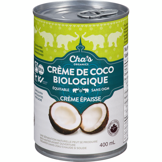 Cha’s Organics Crème de coco biologique crème épaisse 400 ml, 1,38 $/100ml