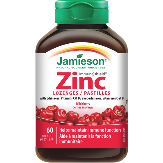 Jamieson Zinc Lozenges with Echinacea, Vitamins C & D, Wild Cherry 60 Count 60 ea, $0.18/1ea