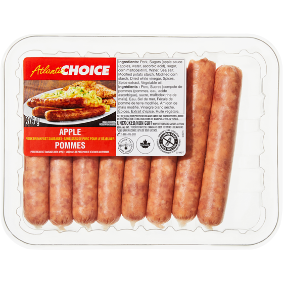 Atlantic Choice Apple Pork Breakfast Sausages 375 g, $1.87/100g