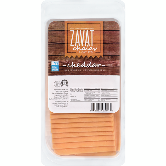Zavat Chalav Kosher Cheddar Sliced Cheese 150 g, $5.99/100g