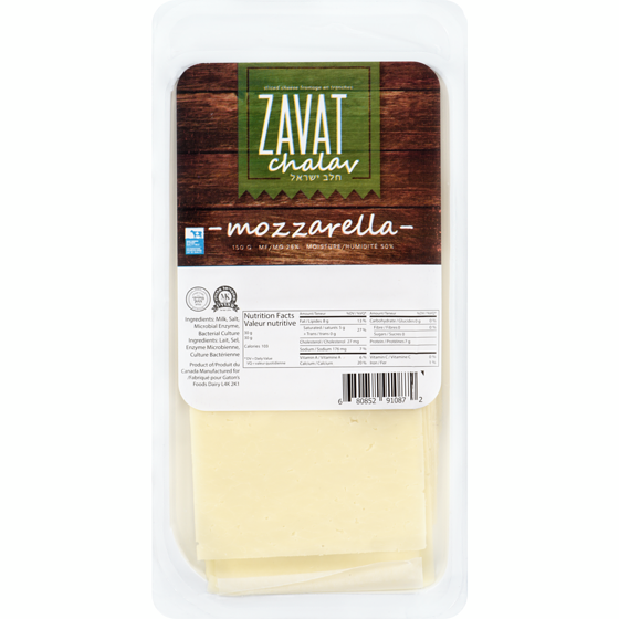 Zavat Chalav Kosher Mozzerella Cheese Slice 150 g, $5.99/100g
