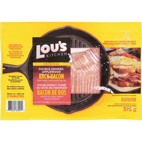Lous Smoked Applewood Back Bacon 375 g, $2.67/100g