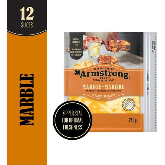 Armstrong Marble Cheddar Cheese Slices 240 g, $2.83/100g