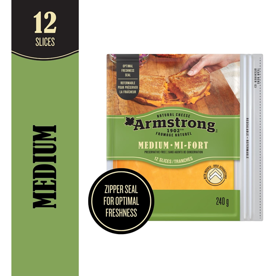 Armstrong Medium Cheddar Cheese Slices 240 g, $2.91/100g