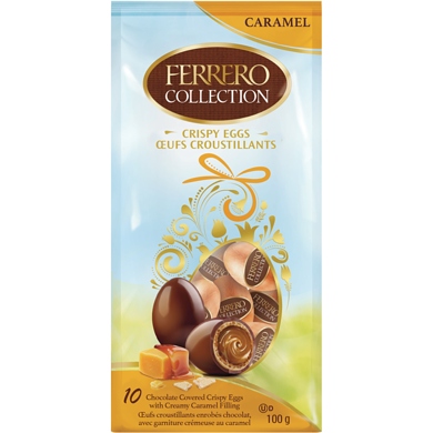FERRERO ROCHER Œufs , œufs en chocolat, garniture crémeuse au caramel, 10 chocolats, 100 g 100 g, 4,00 $/100g