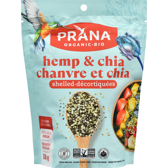 Prana Shelled Hemp Seeds and Whole Black Chia 250 g, $4.32/100g