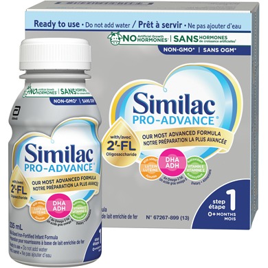 Similac Pro-Advance Étape 1, Notre Préparation La Plus Proche Du Lait Maternel Avec Du 2’-FL, Facile À Digérer, 0+ Mois, Prête À Servir, caise 16x235.0 ml, 1,81 $/100ml