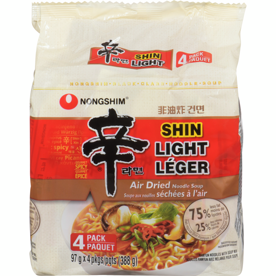 Nong Shim Shin Brand Gourmet Spicy Shin Light Ramyun Noodles With Soup Mix 388 g, $1.54/100g