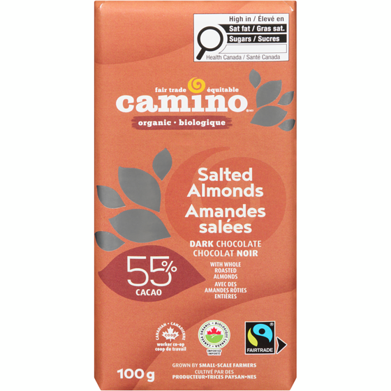 Cocoa Camino Camino Organic Almond & Seasalt 55% 100 g, $7.49/100g
