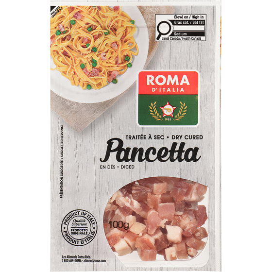 Roma Roma d'Italia Pancetta douce cubée 100 g, 8,49 $/100g