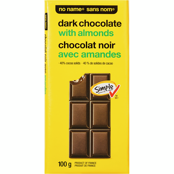 No Name Dark Chocolate with Almonds Bar 100 g, $2.69/100g
