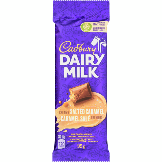 Cadbury Dairy Milk Creamy Salted Caramel Chocolate Bar, 100% sustainably sourced cocoa 95 g, $4.20/100g