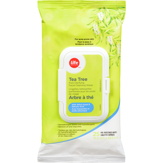 Life Brand Facial Cleansing Wipes, Pore Clarifying, Tea Tree 25 ea, $0.26/1ea
