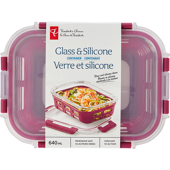 President's Choice Glass & Silicone Container - 640ml 1 ea, $9.00/1ea