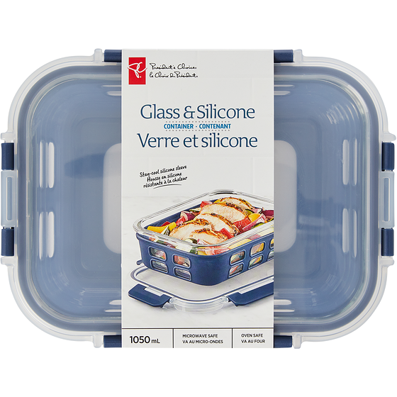 President's Choice Glass & Silicone Container - 1050ml 1 ea, $12.00/1ea