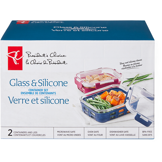 le Choix du Président Ensemble de contenants en verre et silicone 2 ea, 10,00 $/1ch