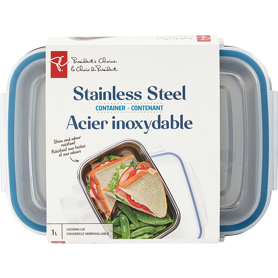 President's Choice Stainless Steel Container 1L 1 ea, $11.00/1ea