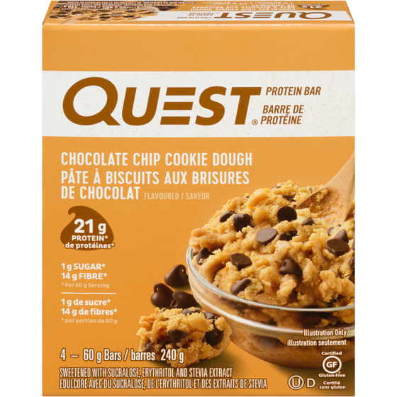 Questbar Chocolate Chip Cookie Dough Flavoured Protein Bar 240 g, $10.00/100g