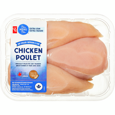 PC Menu Bleu Poitrines de poulet extra-maigres désossées sans peau 1 ea, 13,00 $/1ch