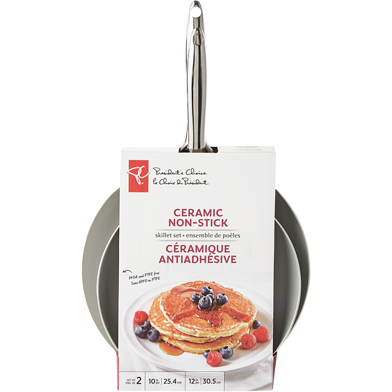 President's Choice President's Choice 2-Piece Ceramic Non-Stick Skillets, PFOA Free, 10 in and 12 in Set 1 ea, $55.00/1ea