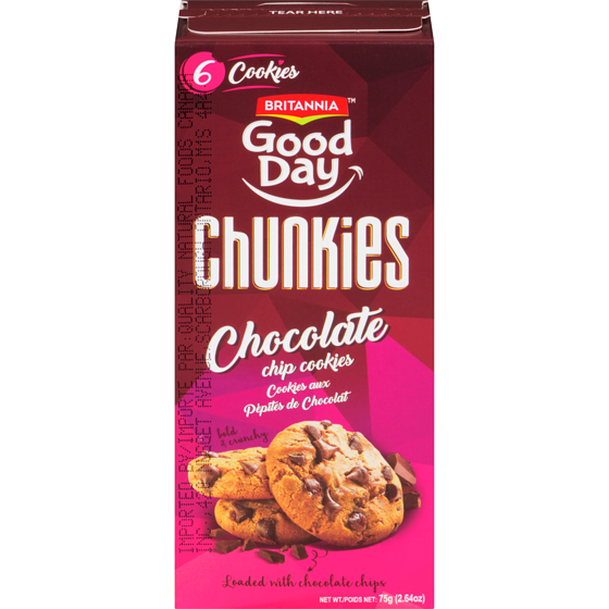 Britannia Cookies Aux Pépites De Chocolat 75 g, 3,05 $/100g