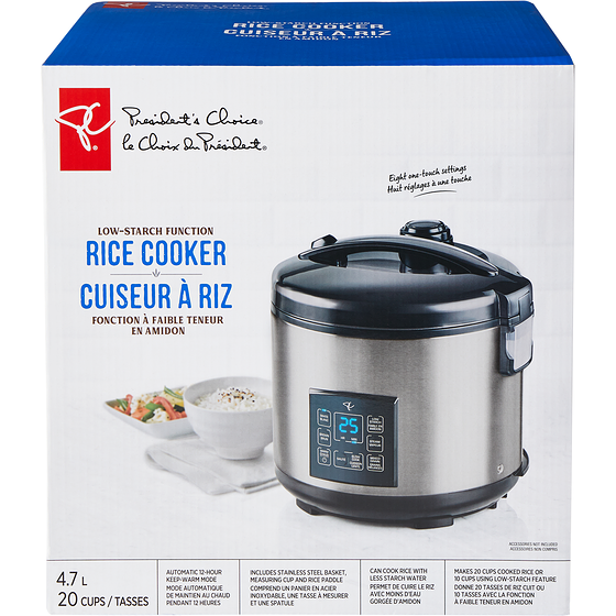 PC President's Choice 20 Cup Rice Cooker with 8 Programmaed Settings Including Low