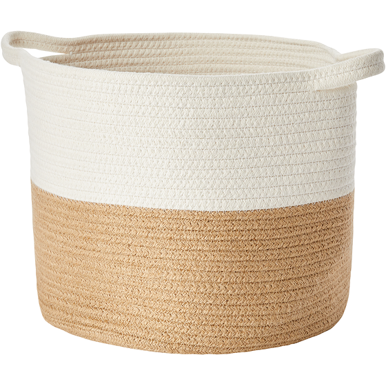 Life at Home Panier de rangement et jardinière en corde bicolore avec poignées , 24 cm x 21 cm, couleur crème et brun 1 ea, 10,50 $/1ch