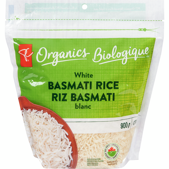 PC Biologique Biologique Riz Basmati blanc 900 g, 1,00 $/100g