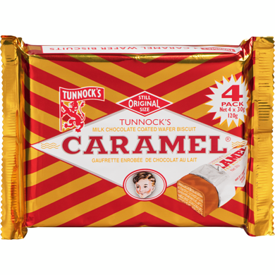 Tunnock's Caramel Milk Chocolate Coated Wafer Biscuit 120 g, $2.49/100g